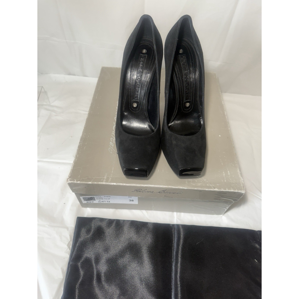 GIANMARCO LORENZI EU38 US8 square Toe High Heels suede Leather platform Pumps
